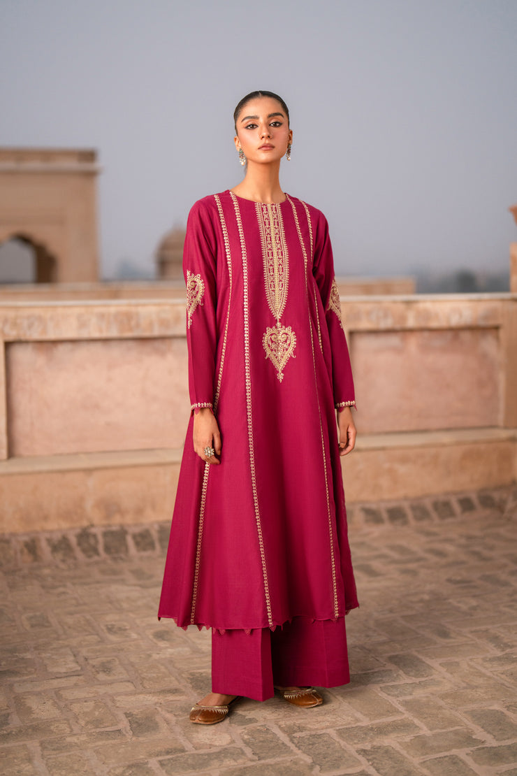 2 Piece - Dyed Embroidered Khaddar Suit - LC-03